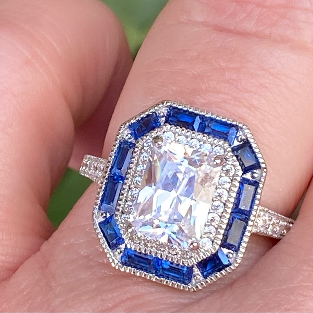 Sterling Silver 925 Lab sapphire ring size 7